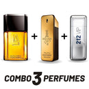 Combo Perfumes Masculinos: Azzaro, 1 Million, 212 Vip Men - Fixação Duradoura
