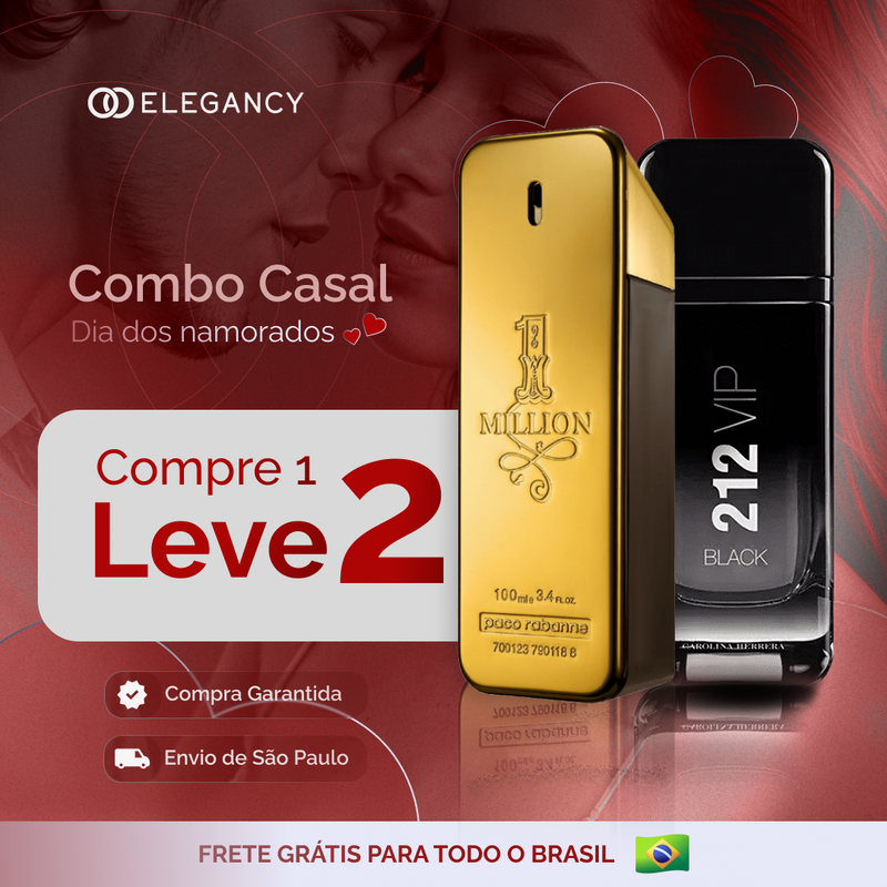 Kit 2 Perfumes Masculinos Importados: 1 Million, 212 VIP, Essências Duradouras