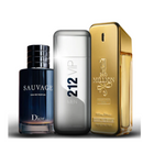 Kit 3 Perfumes Masculinos Importados: 1 Million, 212 VIP, Sauvage Dior
