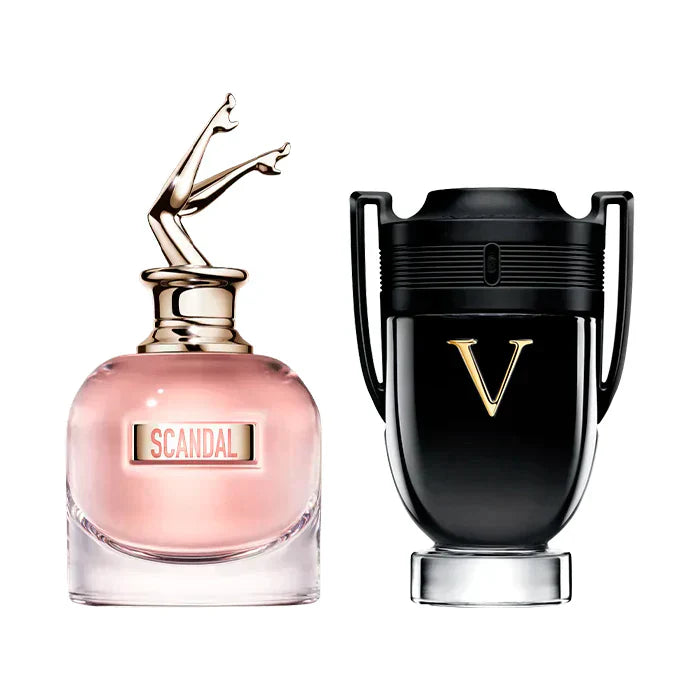 Combo Casal Perfumes Scandal e Invictus Victory 100ml Fragrâncias Marcantes Edição Especial