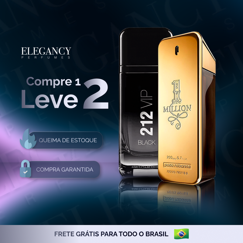 Kit 2 Perfumes Masculinos Importados: 1 Million, 212 VIP, Essências Duradouras