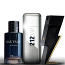 Combo Essenciais Masculinos: Sauvage Dior, 212 VIP Men, Bad Boy Carolina Herrera 100ml