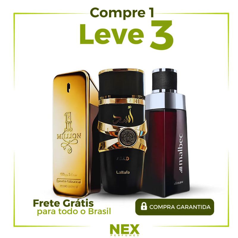 Kit Essencial Malbec 1 Million ASAD: Perfumes Masculinos Marcantes 100ml Cada