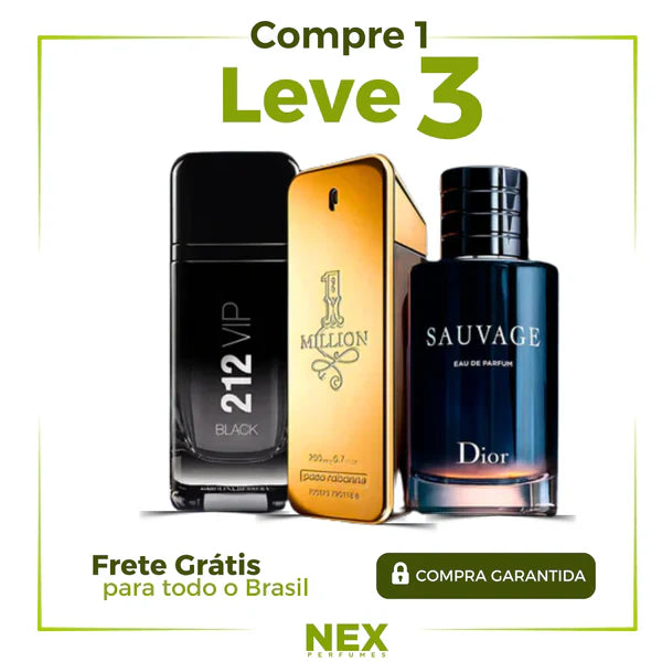 Kit Perfumes Importados Masculinos: Lattafa ASAD, 1 Million, Sauvage 100ml Duradouro