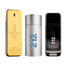 Kit Luxuoso de 3 Perfumes Masculinos: 1 Million, 212 MEN, 212 Black - Elegância Duradoura