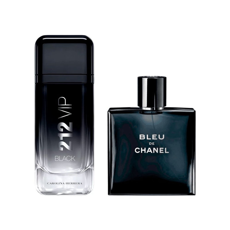 Combo Perfumes Masculinos Elegancy: 212 VIP Black e Bleu de Chanel 100ml